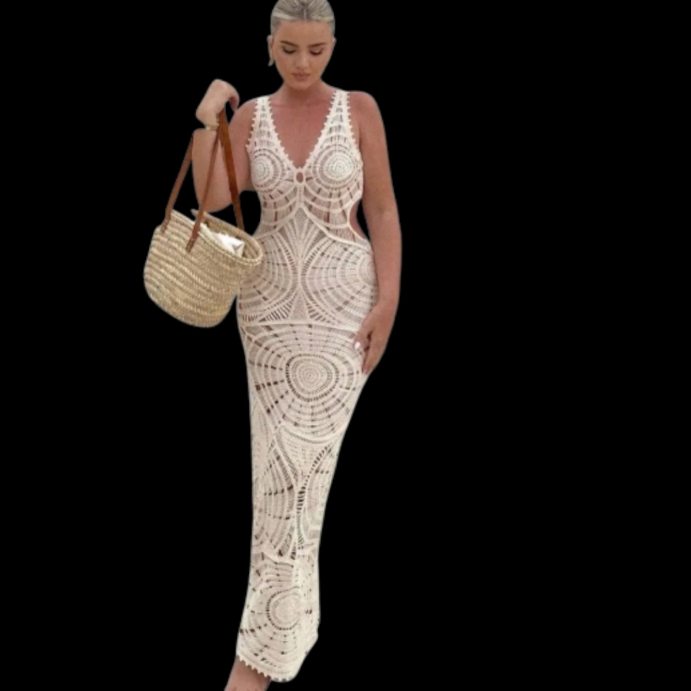 Commense Crochet Maxi-Dress/Cover Up New With Tags - Picture 7 of 16